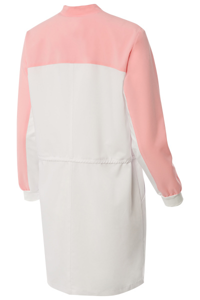 Халат ГВЕНН ЛЮКС ЛИНДРЕД длинный рукав, кнопки женский белый/светло-розовый