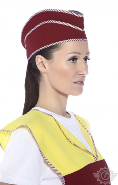 Комплект "Людмила" (фартук + пилотка) бордо