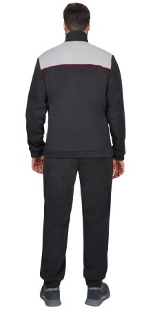 Куртка флисовая т.серая со св. серым,красный кант (Фаворит)