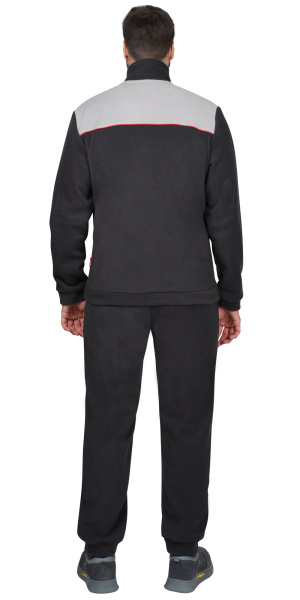 Куртка флисовая т.серая со св. серым,красный кант (Фаворит)