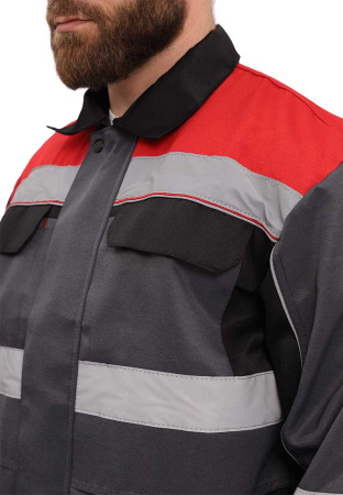 Костюм "РЕСПЕКТ" куртка, п/к, цвет: СЕРЫЙ/ЧЕРНЫЙ