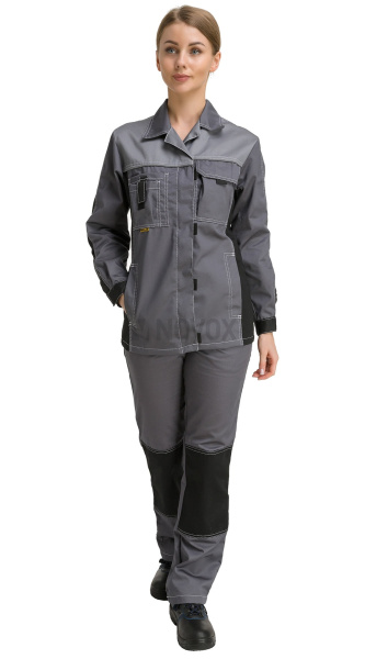 Костюм женский "Город", куртка, п/к, т.серый/св.серый/черный