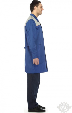 Халат "Профессионал" мужской василек-светло-серый
