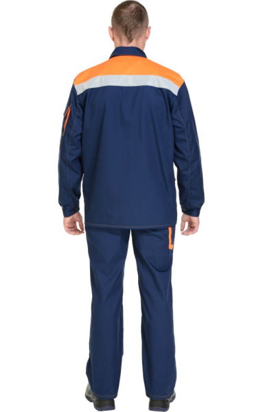 Костюм "Коммунальщик" , куртка, п/к, т.синий с оранж. с СВП (СОП) (эконом)
