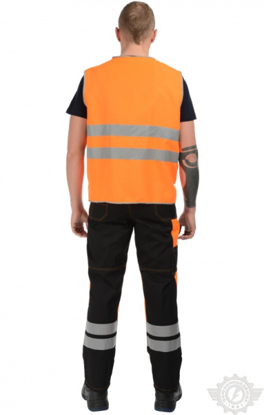 Жилет сигнальный "Спектр" на липучке оранжевый с СВП (СОП)