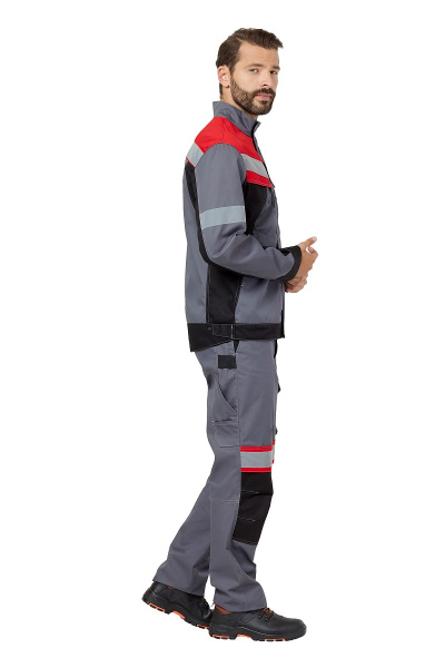 Костюм летний "Памир", куртка, брюки, цвет серый/черный/красный