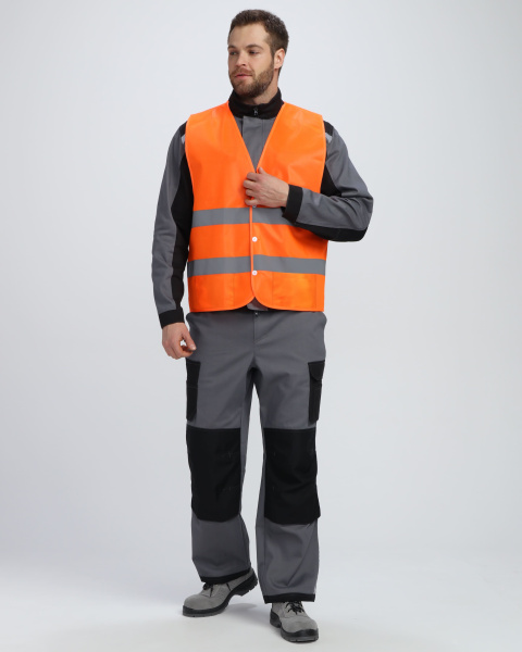 Жилет сигнальный Profline Base с пуговицами и карманами (тк.Полиэфир,100), оранжевый (СОП-2)