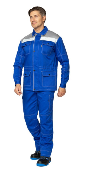 Куртка мужская летняя "Эко-Труд" василёк/светло-серый, СОП