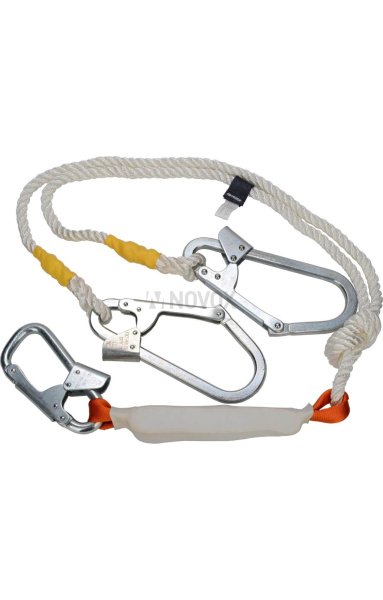 Строп двуплечевой из полиамидного каната с амортизатором, Карабин К1 (зев 25мм) - 2 Карабина К1 (зев