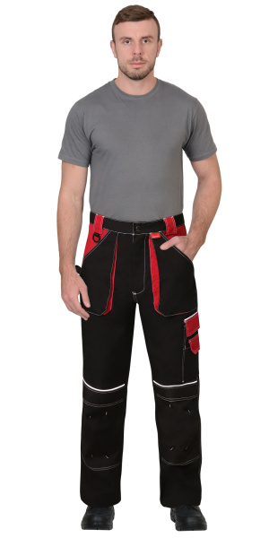 Костюм АГАТ куртка (чз), брюки черный с малиновым