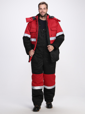 Костюм зимний "Нордхард-2" СОП (тк.Смесовая,250) п/к, черный/красный