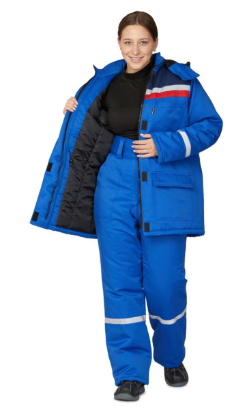 Костюм женский утеплённый "Стройка" (куртка и брюки) василёк/синий/красный