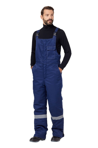 Костюм рабочий мужской зимний "Страйк" цвет темно-синий/василек