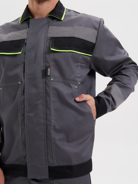 Костюм "Система" (КУРТКА+БРЮКИ) цв. т.серый/черн/лимон