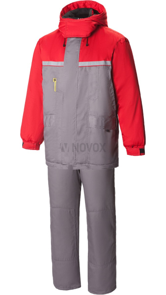 Костюм "Континент" зимний темно-серый-красный с СВП (СОП)