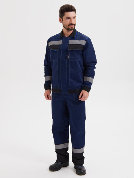 Костюм "Система" (КУРТКА+БРЮКИ) цв. т.синий/черн/василек