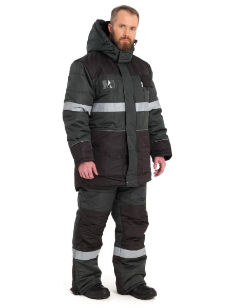 Костюм зимний «НордМен»,  куртка, п/к, серый/чёрный 