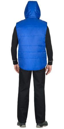 Жилет "ИМИДЖ" васильковый, на подкладке флис, с капюшоном