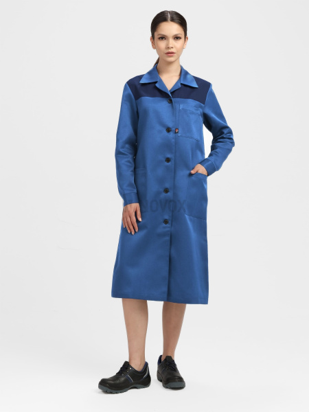 Халат женский Легион (тк.Смесовая,210), васильковый/т.синий