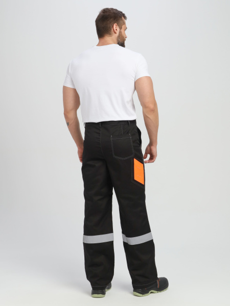 Костюм Виват-1 Премиум CH МВО (тк.Смесовая,240) брюки, черный/оранжевый