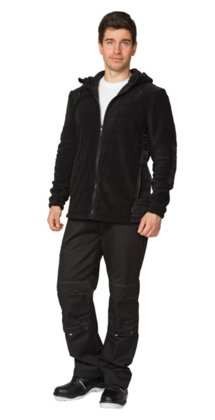 Куртка "Кеми" флисовая с капюшоном чёрная