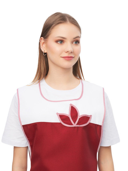 Фартук-сарафан "Цветок" бордовый с белым