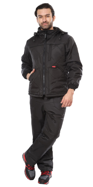 Куртка зимняя "ПРАГА-Люкс" удлиненная с капюшоном, черный