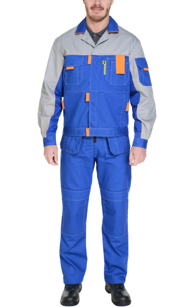 Костюм "Профессионал-2", куртка, п/к, василек-светло-серый