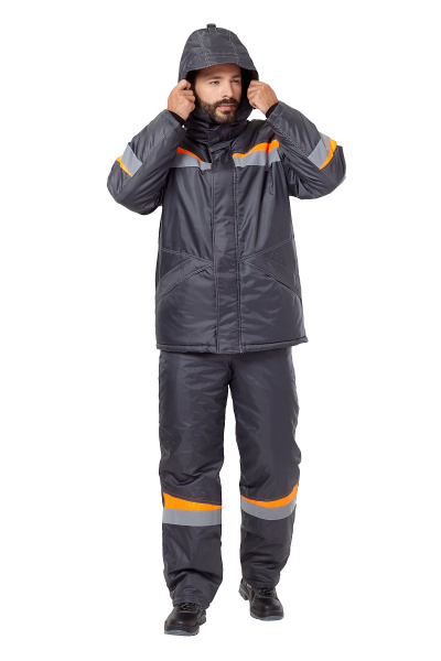 Костюм рабочий мужской зимний "Комфорт" цвет темно-серый/оранжевый