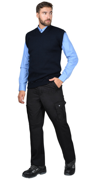 Жилет трикотажный мужской тёмно-синий