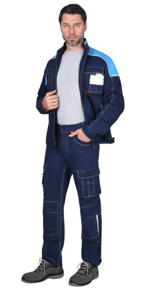 Куртка "ДЖЕТ" короткая, синяя с голубым тк. мех. стрейч с ВО (ЧЗ)