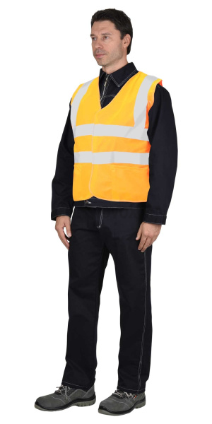 Жилет сигнальный кл.2, 4 СОП (трик.120 гр/м2, карманы) оранжевый (ЧЗ)