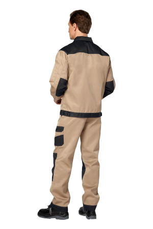 Костюм рабочий мужской летний "Умелец 1", куртка, брюки, цвет черный/бежевый