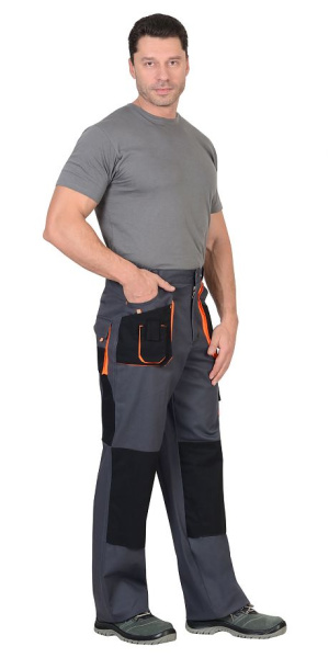 Брюки "МАНХЕТТЕН" т.серый с оранж. и черным тк. стрейч пл. 250 г/кв.м