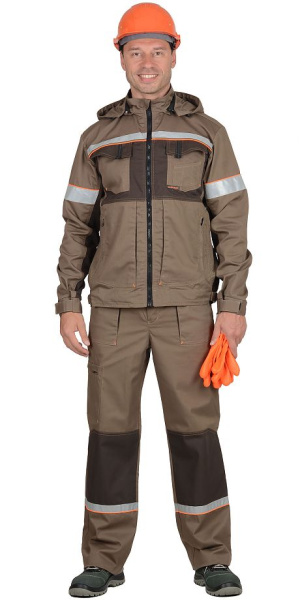 Костюм "РОДОС" куртка, брюки, св.коричневый с т.коричневым,тк. Родос