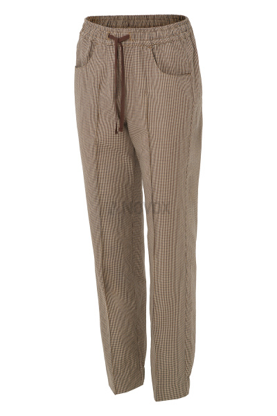 Брюки РИСТРЕТТО ТЕСТИ джоггеры женские клетка беж/шоколад