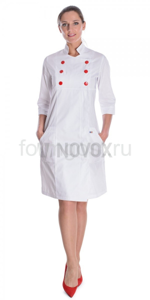 Халат "Габриэль" медицинский женский, белый + красный