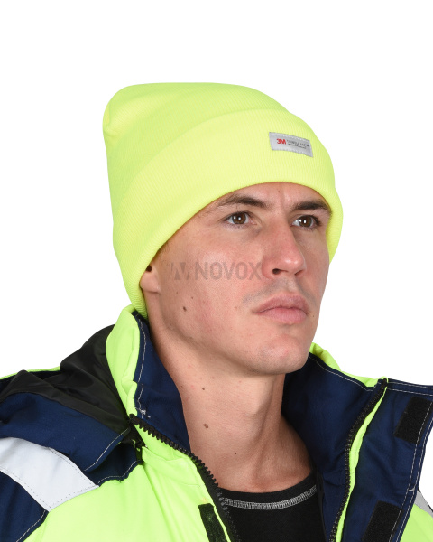 Шапка трикотажная флуоресцентная лимонная "Юка", с утеплителем Тинсулейт