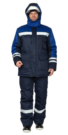 Куртка антистатическая мужская утеплённая "Антистат" тёмно-синий/василёк