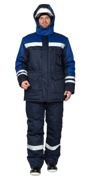 Куртка антистатическая мужская утеплённая "Антистат" тёмно-синий/василёк