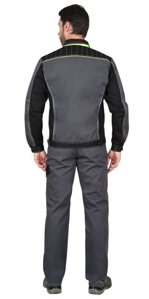 Костюм "Престиж" куртка кор. (чз), п/к, т. серый с лимонным кантом 