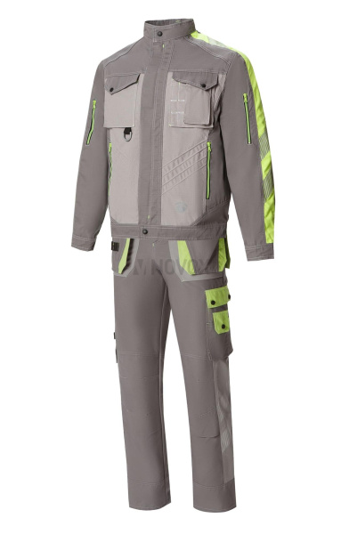 Костюм "Прогресс" , куртка, брюки, темно-серый светло-серый с лимонным