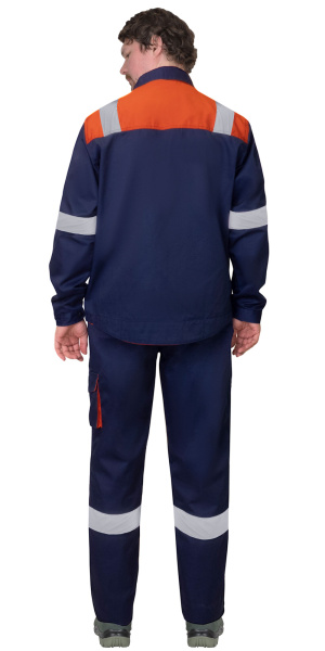 Костюм БИЛДЕР куртка, брюки темно-синий с оранжевым