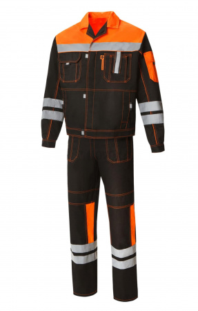 Костюм "Профессионал-2" , куртка, п/к, с СВП (СОП) черно-оранжевый