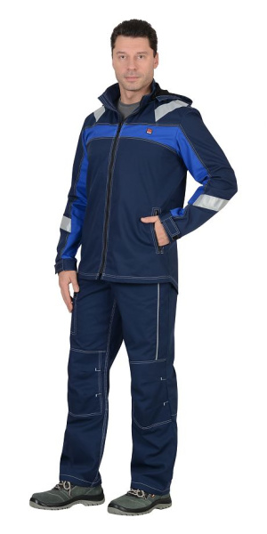 Костюм "Сидней" куртка (чз), п/к,  синяя с васильковым и СОП тк.Rodos 245 гр/кв.м