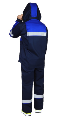 Костюм "ПЕТРОЛ" куртка, п/к, темно-синий с васильковым и СОП, антистат 260 г/кв., ОП, НМВО