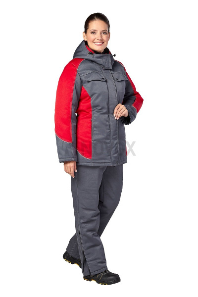 Костюм рабочий женский зимний "Страйк" цвет серый/красный