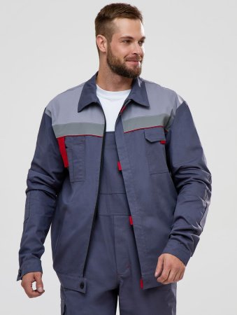 Костюм "Флофт-2" СОП У. (тк.Саржа,250) п/к, т.серый/св.серый