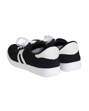 Кроссовки велюровые Люкс, спилок, ПУ, черные