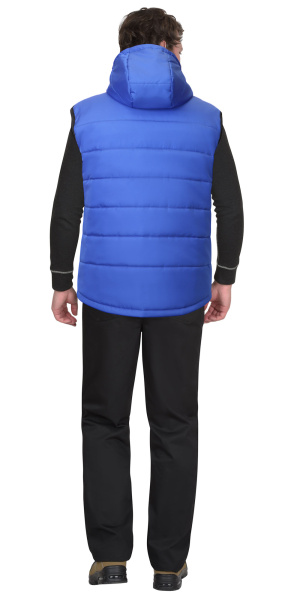 Жилет утепленный с капюшоном ЗОДИАК васильковый на подкладке 